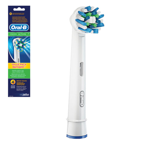 Насадки для электрической зубной щетки ORAL-B (Орал-би) Cross Action EB50, комплект 4 шт.