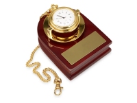 Часы «Магистр» с цепочкой на деревянной подставке, металл/дерево