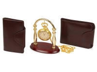 Набор «Фрегат»: портмоне, визитница, подставка для часов, часы на цепочке, Laurens de Graff, натуральная кожа, латунь