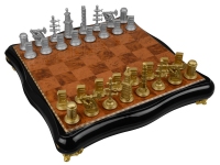 Шахматы «Нефтяные», доска- цельное каучуковое дерево, фигурки- цинковый сплав замак с посеребрением и позолочением