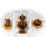 Набор стеклянных елочных украшений "Чаепитие" 3 фигурки, подарочная коробка