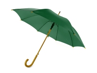 Зонт-трость «Радуга», зеленый, купол- полиэстер, стержень и ручка- дерево, спицы- металл