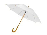 Зонт-трость «Радуга», белый, купол- полиэстер, стержень и ручка- дерево, спицы- металл