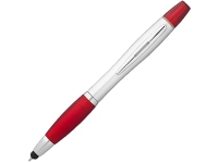 Ручка-стилус шариковая «Nash» с маркером, красный/серебристый, пластик