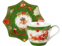 Чайная пара Санта Клаус, зеленый, фарфор
