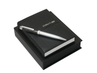 Подарочный набор: блокнот A6, ручка шариковая, Cerruti 1881, блокнот- полиуретан, ручка- латунь, акриловая смола, хромирование