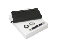 Подарочный набор Embrun: брелок, дорожный кошелек, ручка роллер, Nina Ricci, брелок- железо, цинковый сплав, хромирование, кошелек- кожа, ручка- латунь, кожа
