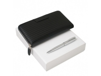 Подарочный набор Ramage: дорожный кошелек, ручка шариковая, Nina Ricci, кошелек- кожа, ручка- латунь, хромирование