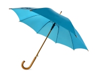 Зонт-трость "Радуга", ярко-синий, купол- полиэстер, стержень и ручка- дерево, спицы- металл