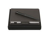 Подарочный набор: блокнот А6, ручка шариковая, HUGO BOSS, PU, латунь с покрытием софт-тач