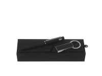 Подарочный набор: USB-флешка на 16 Гб, ручка шариковая. Hugo Boss, черный/серебристый