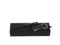 Подарочный набор: USB-флешка на 16 Гб, ручка-роллер, HUGO BOSS, металл/PU, латунь с покрытием софт-тач/хром
