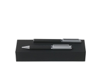 Подарочный набор: ручка перьевая, ручка шариковая. Hugo Boss, черный/серебристый