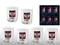 Набор стаканов для виски «Российский стиль», стекло/сплав с содержанием алюминия не менее 95% (белый металл)