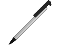 Ручка-подставка шариковая «Кипер Металл», серебристый/черный, металл/пластик