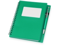 Блокнот «Контакт» с ручкой, зеленый, серебристый, бумага/полипропилен