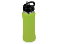 Бутылка спортивная «Коста-Рика», зеленое яблоко/черный/серебристый, нержавеющая cталь/пластик с покрытием soft-touch