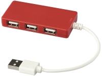 USB Hub на 4 порта «Brick», красный, АБС пластик