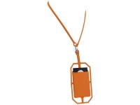 Картхолдер RFID со шнурком, оранжевый, силикон