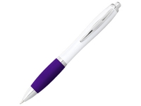 Ручка пластиковая шариковая «Nash», белый/пурпурный/серебристый, АБС пластик