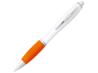 Ручка пластиковая шариковая «Nash», белый/оранжевый/серебристый, АБС пластик