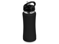 Бутылка спортивная «Коста-Рика», черный/серебристый, нержавеющая cталь/пластик с покрытием soft-touch