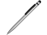 Ручка-стилус металлическая шариковая «Poke», серебристый/черный, металл