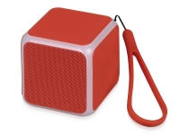 Портативная колонка «Cube» с подсветкой, красный, пластик с покрытием soft-touch/силикон/металл