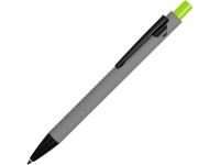 Ручка металлическая soft-touch шариковая «Snap», серый/черный/зеленое яблоко, металл с покрытием soft touch