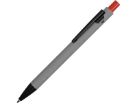 Ручка металлическая soft-touch шариковая «Snap», серый/черный/красный, металл с покрытием soft touch