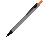 Ручка металлическая soft-touch шариковая «Snap», серый/черный/оранжевый, металл с покрытием soft touch