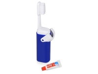 Складная зубная щетка с пастой «Clean Box», синий/белый, пластик