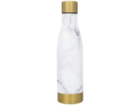 Медная вакуумная бутылка «Vasa» с мраморным узором, белый/золотистый, нержавеющая сталь 18/8 с медным покрытием внутренней стенки