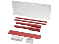 Набор «Mindy»: ручки шариковые, карандаши, линейка, точилка, ластик, красный, пластик