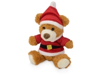 Плюшевый медведь «Santa», коричневый, красный, белый, плюш, полиэстер