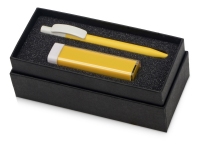 Подарочный набор White top с ручкой и зарядным устройством, желтый/белый, пластик