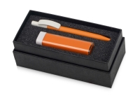 Подарочный набор White top с ручкой и зарядным устройством, оранжевый/белый, пластик