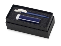 Подарочный набор White top с ручкой и зарядным устройством, синий/белый, пластик