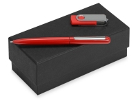 Подарочный набор Skate Mirror с ручкой и флешкой, красный/серебристый, ручка шариковая - металл, USB-флешка - пластик с покрытием soft-touch\металл