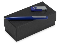 Подарочный набор Skate Mirror с ручкой и флешкой, синий/серебристый, ручка шариковая - металл, USB-флешка - пластик с покрытием soft-touch\металл