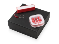 Подарочный набор «Non-stop music» с наушниками и зарядным устройством, красный/белый, пластик