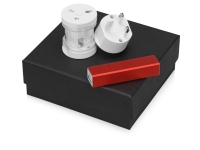 Подарочный набор Charge с адаптером и зарядным устройством, красный, переходник-трансформер - пластик, зарядное устройство - металл
