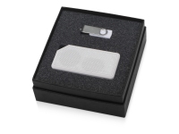 Подарочный набор Move-it с флешкой и портативной колонкой, белый/серебристый/черный, пластик с покрытием soft-touch/металл