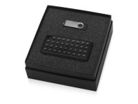Подарочный набор Move-it с флешкой и портативной колонкой, черный/серебристый, пластик с покрытием soft-touch/металл