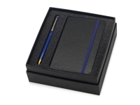 Подарочный набор Reporter с ручкой и блокнотом А6, синий/черный/золотистый, металл/картон, покрытый бумагой под искусственную кожу