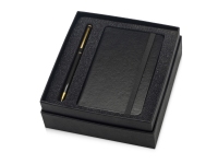 Подарочный набор Reporter с ручкой и блокнотом А6, черный/золотистый, металл/картон, покрытый бумагой под искусственную кожу