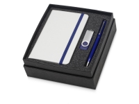 Подарочный набор Reporter Plus с флешкой, ручкой и блокнотом А6, синий/белый/серебристый, металл/картон/пластик