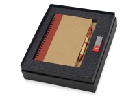 Подарочный набор Essentials с флешкой и блокнотом А5 с ручкой, красный/натуральный/серебристый, бумага/пластик/металл