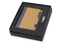 Подарочный набор Essentials с флешкой и блокнотом А5 с ручкой, синий/натуральный/серебристый, бумага/пластик/металл