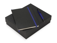 Подарочный набор «Jacque» с ручкой-подставкой и блокнотом А5, черный, синий, блокнот- картон, покрытый бумагой под искусственную кожу, ручка- металл/пластик